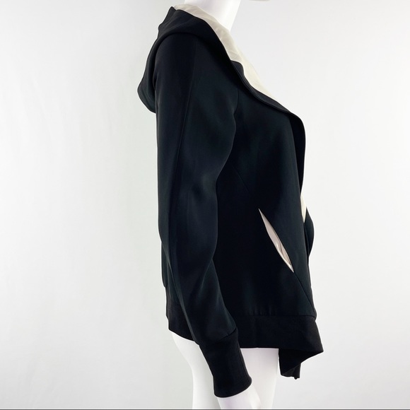 Rag & Bone Size XXS Black & Cream Zip Up Shacket Asymmetrical Hooded Jacket - Picture 7 of 10